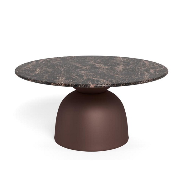 Stolik kawowy Ferrol okrągły marmurowy brązowy 80 cm do salonu ( Rozmiar: uniwersalny )