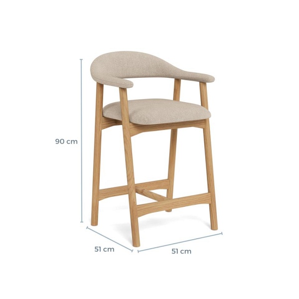 Hoker Addi skandynawski z podłokietnikami piaskowy dąb do kuchni ( Rozmiar: uniwersalny )