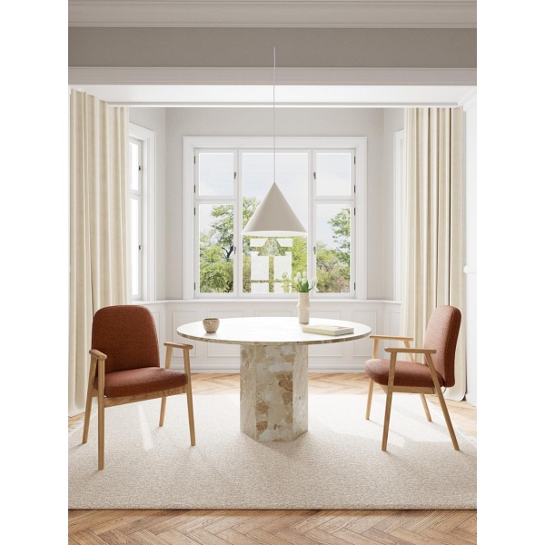 Krzesło Calvin tapicerowane do jadalni z podłokietnikami dąb terakota ( Rozmiar: uniwersalny )