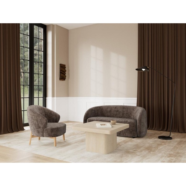 Fotel wypoczynkowy Darlene brązowy aksamitny do salonu skandynawski ( Rozmiar: uniwersalny )