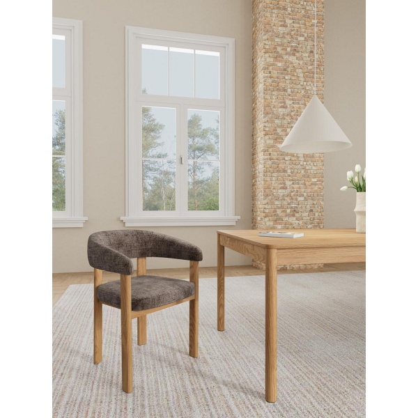 Krzesło do jadalni Myles brązowe z podłokietnikami dębowe Actona ( Rozmiar: uniwersalny )