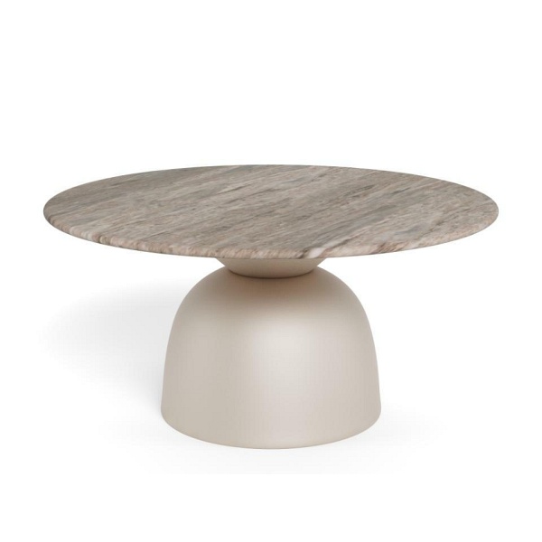 Stolik kawowy Ferrol marmurowy okrągły 80 cm szary nowoczesny do salonu ( Rozmiar: uniwersalny )