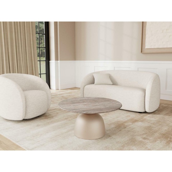 Stolik kawowy Ferrol marmurowy okrągły 80 cm szary nowoczesny do salonu ( Rozmiar: uniwersalny )