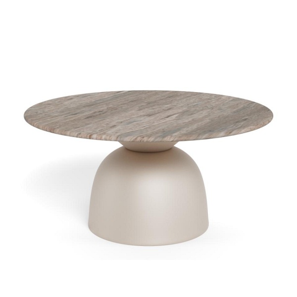 Stolik kawowy Ferrol marmurowy okrągły 80 cm szary nowoczesny do salonu ( Rozmiar: uniwersalny )