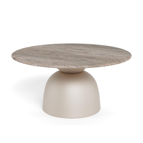 Stolik kawowy Ferrol marmurowy okrągły 80 cm szary nowoczesny do salonu ( Rozmiar: uniwersalny )