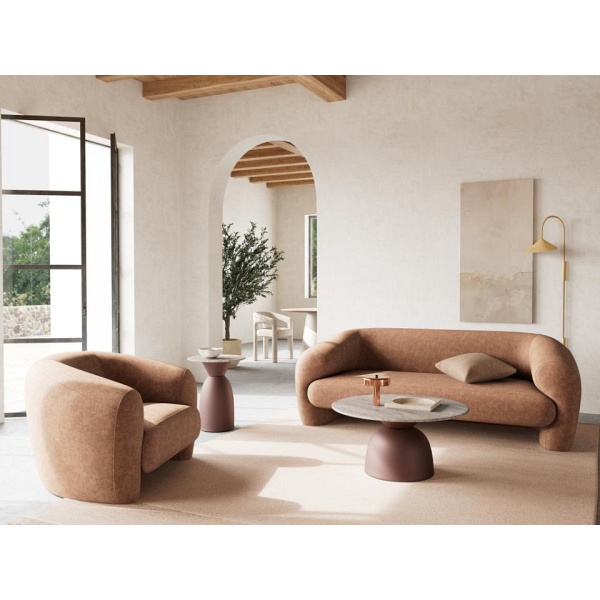 Stolik kawowy Ferrol 40 cm szary marmur okrągły nowoczesny do salonu ( Rozmiar: uniwersalny )