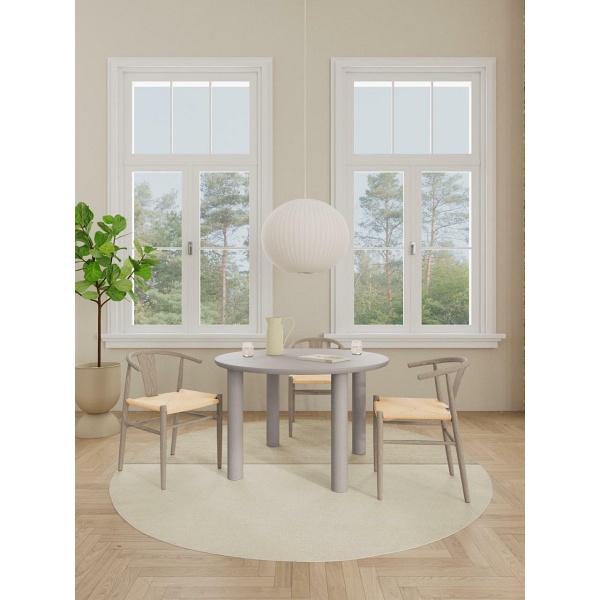 Stół okrągły Magee 120 cm szary nowoczesny do jadalni i salonu ( Rozmiar: uniwersalny )