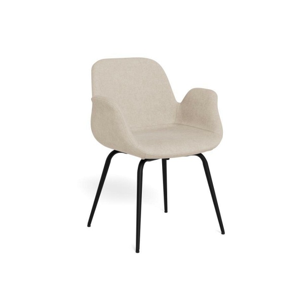 Krzesło Beth beżowe tapicerowane z podłokietnikami do jadalni salonu ( Rozmiar: uniwersalny )