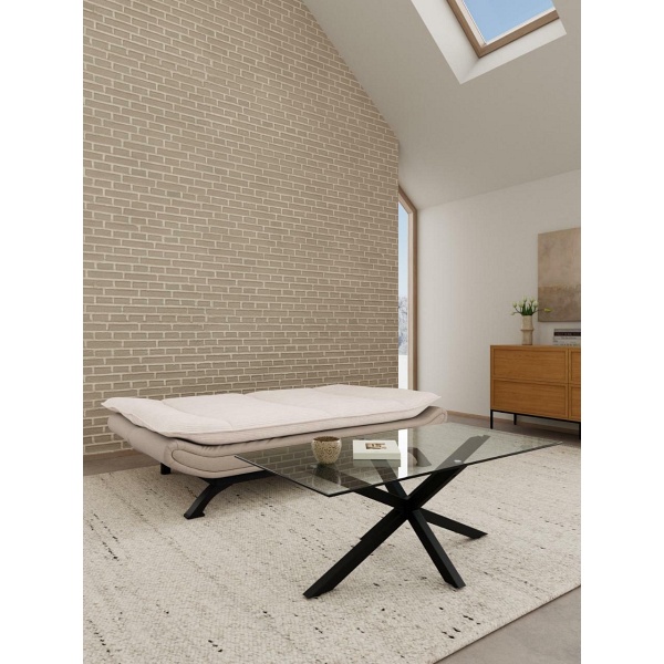 Faith sofa rozkładana 2-osobowa beżowa welurowa do salonu Actona ( Rozmiar: uniwersalny )