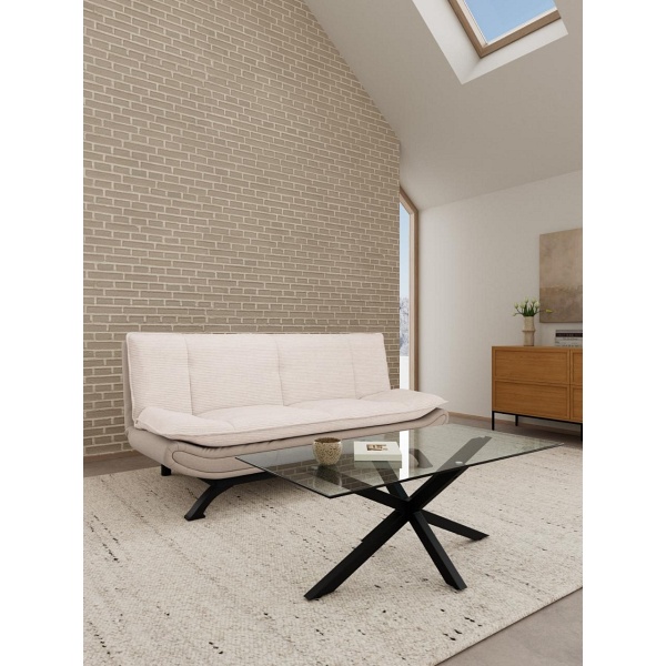 Faith sofa rozkładana 2-osobowa beżowa welurowa do salonu Actona ( Rozmiar: uniwersalny )