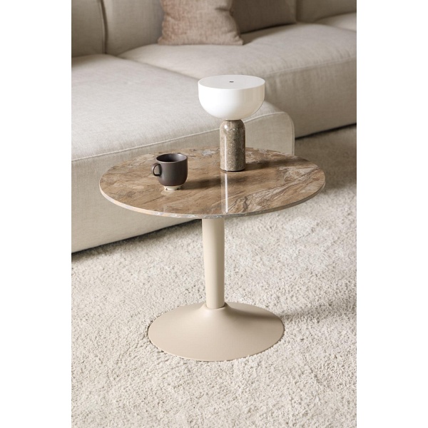 Stolik kawowy Malta okrągły 60 cm beżowy ceramiczny nowoczesny ( Rozmiar: uniwersalny )