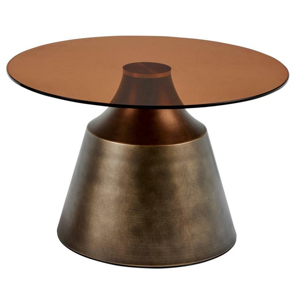 Stolik kawowy Actona Dunsley okrągły szklany brązowy 70 cm do salonu ( Rozmiar: uniwersalny )