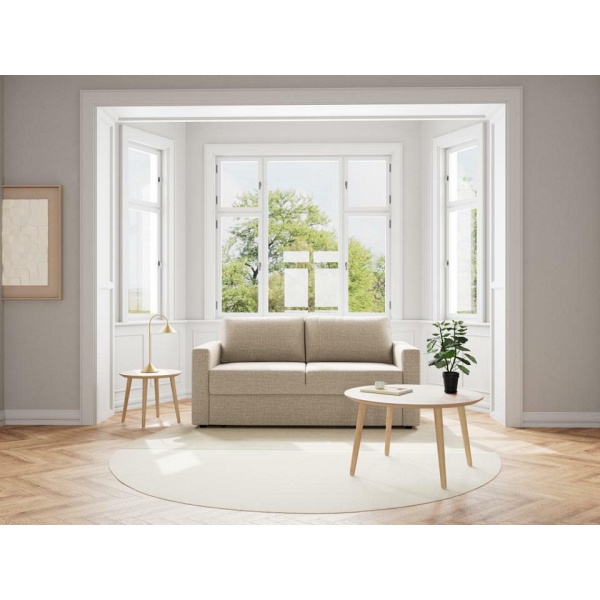 Sofa z funkcją spania Fleury beżowa dwuosobowa do salonu Actona ( Rozmiar: uniwersalny )