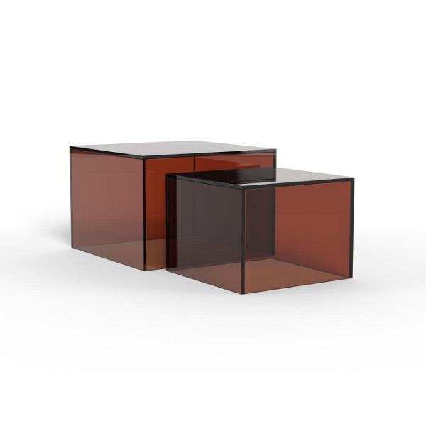 Actona Dice zestaw 2 stolików kawowych szklanych brązowych nowoczesnych ( Rozmiar: uniwersalny )