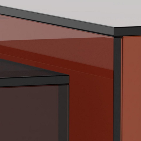 Actona Dice zestaw 2 stolików kawowych szklanych brązowych nowoczesnych ( Rozmiar: uniwersalny )