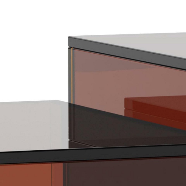 Actona Dice zestaw 2 stolików kawowych szklanych brązowych nowoczesnych ( Rozmiar: uniwersalny )