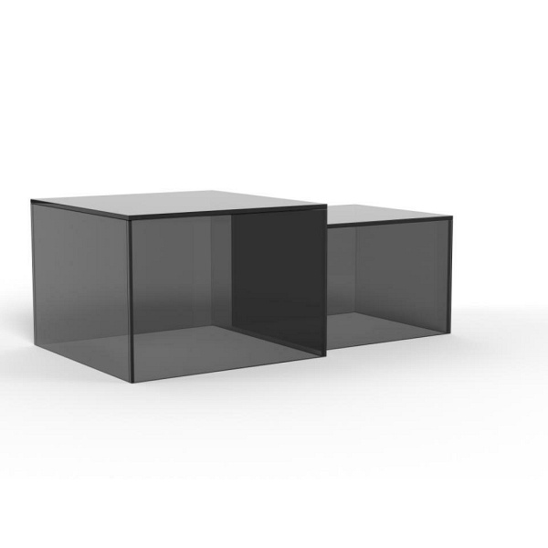 Actona Dice zestaw 2 stolików kawowych szklanych loft czarny 50x50 ( Rozmiar: uniwersalny )