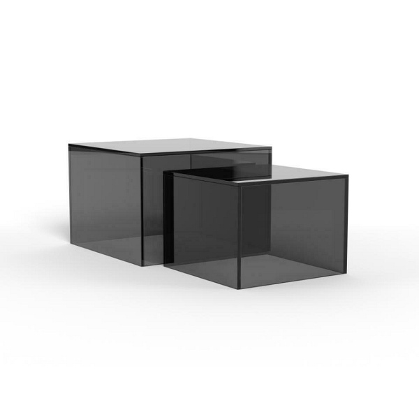 Actona Dice zestaw 2 stolików kawowych szklanych loft czarny 50x50 ( Rozmiar: uniwersalny )