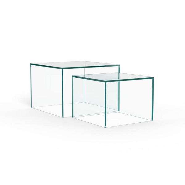 Actona Dice zestaw 2 stolików kawowych szklanych kwadratowych nowoczesny ( Rozmiar: uniwersalny )