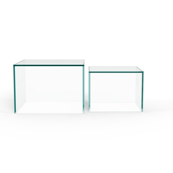 Actona Dice zestaw 2 stolików kawowych szklanych kwadratowych nowoczesny ( Rozmiar: uniwersalny )
