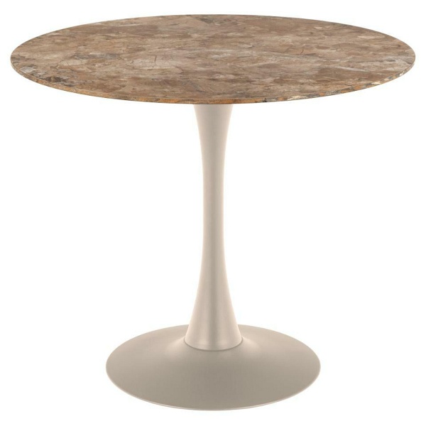 Stół okrągły Malta Actona 90 cm do jadalni ceramika brąz beż nowoczesny ( Rozmiar: uniwersalny )