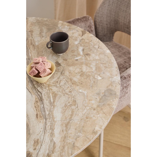 Stół okrągły Malta Actona 90 cm do jadalni ceramika brąz beż nowoczesny ( Rozmiar: uniwersalny )