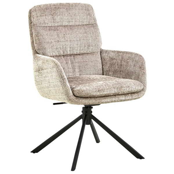 Krzesło obrotowe Edgar beżowe welurowe do jadalni z podłokietnikami ( Rozmiar: uniwersalny )