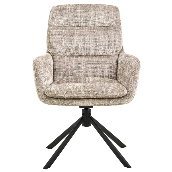 Krzesło obrotowe Edgar beżowe welurowe do jadalni z podłokietnikami ( Rozmiar: uniwersalny )