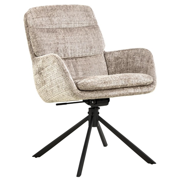 Krzesło obrotowe Edgar beżowe welurowe do jadalni z podłokietnikami ( Rozmiar: uniwersalny )