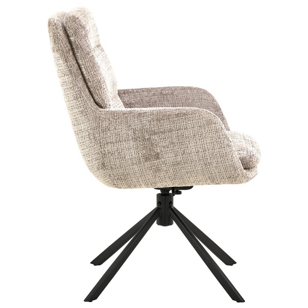 Krzesło obrotowe Edgar beżowe welurowe do jadalni z podłokietnikami ( Rozmiar: uniwersalny )