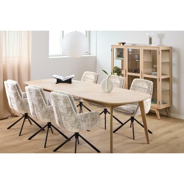 Krzesło obrotowe Edgar beżowe welurowe do jadalni z podłokietnikami ( Rozmiar: uniwersalny )