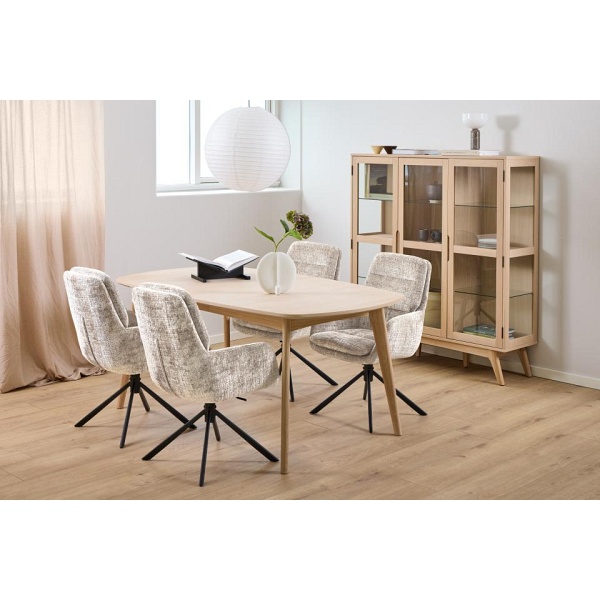 Krzesło obrotowe Edgar beżowe welurowe do jadalni z podłokietnikami ( Rozmiar: uniwersalny )