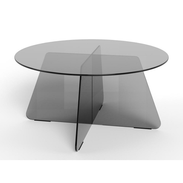Stolik kawowy Samos 80 cm okrągły szklany dymiony czarny nowoczesny ( Rozmiar: uniwersalny )