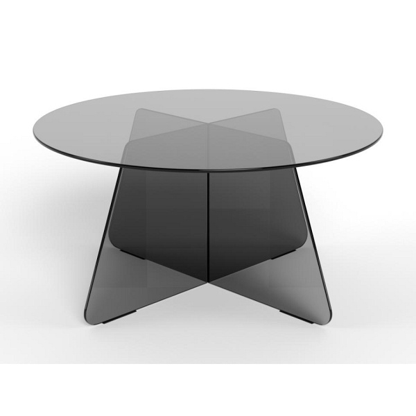 Stolik kawowy Samos 80 cm okrągły szklany dymiony czarny nowoczesny ( Rozmiar: uniwersalny )