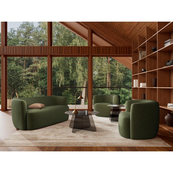 Stolik kawowy Samos 80 cm okrągły szklany dymiony czarny nowoczesny ( Rozmiar: uniwersalny )