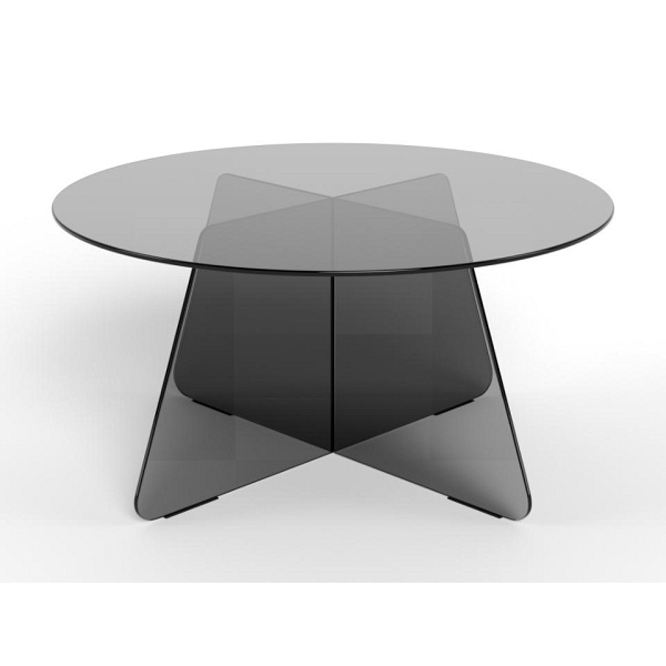 Stolik kawowy Samos 80 cm okrągły szklany dymiony czarny nowoczesny ( Rozmiar: uniwersalny )