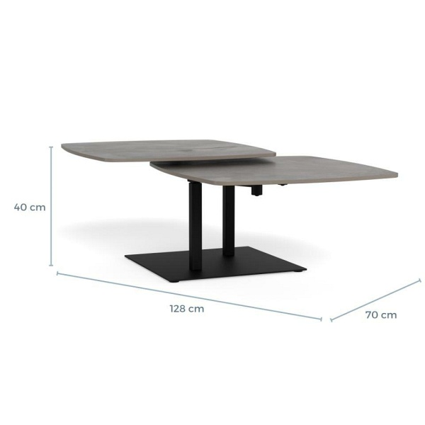 Stolik kawowy Carballo szary prostokątny loftowy z siedziskiem ( Rozmiar: uniwersalny )