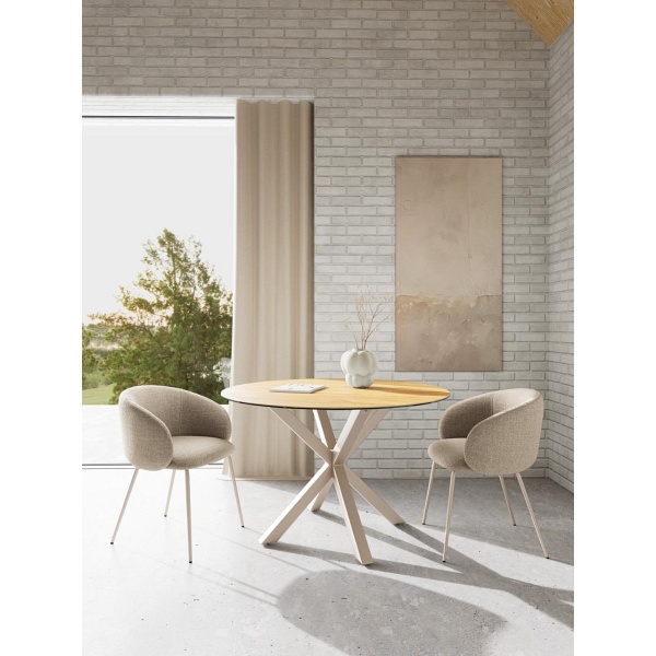 Stół okrągły Heaven 119 cm do jadalni ceramika dąb kaszmir nowoczesny ( Rozmiar: uniwersalny )