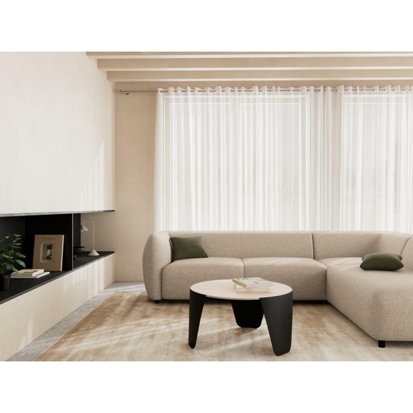 Stolik kawowy Altea okrągły trawertyn 80 cm nowoczesny do salonu ( Rozmiar: uniwersalny )