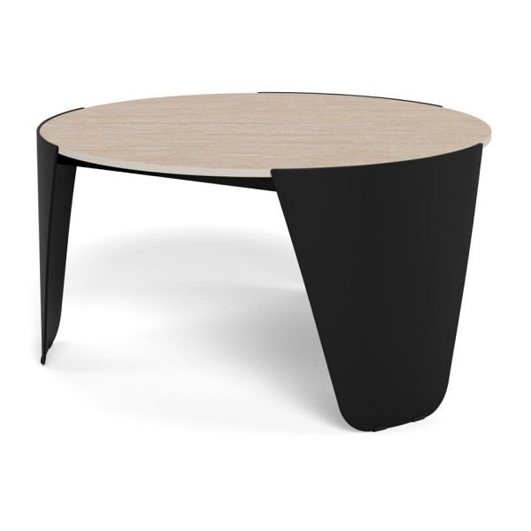 Stolik kawowy Altea okrągły trawertyn 80 cm nowoczesny do salonu ( Rozmiar: uniwersalny )