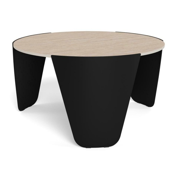 Stolik kawowy Altea okrągły trawertyn 80 cm nowoczesny do salonu ( Rozmiar: uniwersalny )