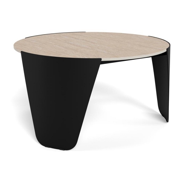 Stolik kawowy Altea okrągły trawertyn 80 cm nowoczesny do salonu ( Rozmiar: uniwersalny )