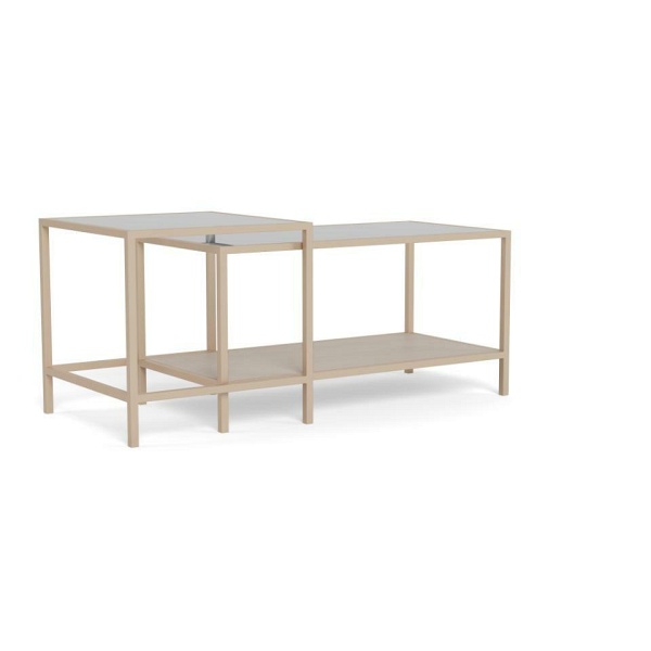 Seaford zestaw 2 stolików kawowych kwadratowych loft beżowy do salonu ( Rozmiar: uniwersalny )