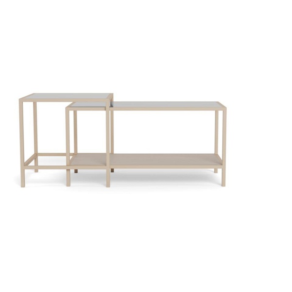 Seaford zestaw 2 stolików kawowych kwadratowych loft beżowy do salonu ( Rozmiar: uniwersalny )