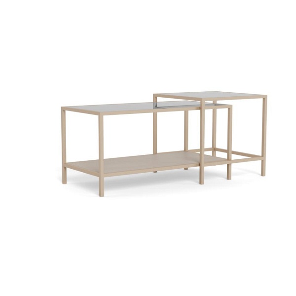 Seaford zestaw 2 stolików kawowych kwadratowych loft beżowy do salonu ( Rozmiar: uniwersalny )