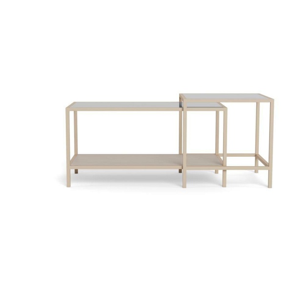 Seaford zestaw 2 stolików kawowych kwadratowych loft beżowy do salonu ( Rozmiar: uniwersalny )