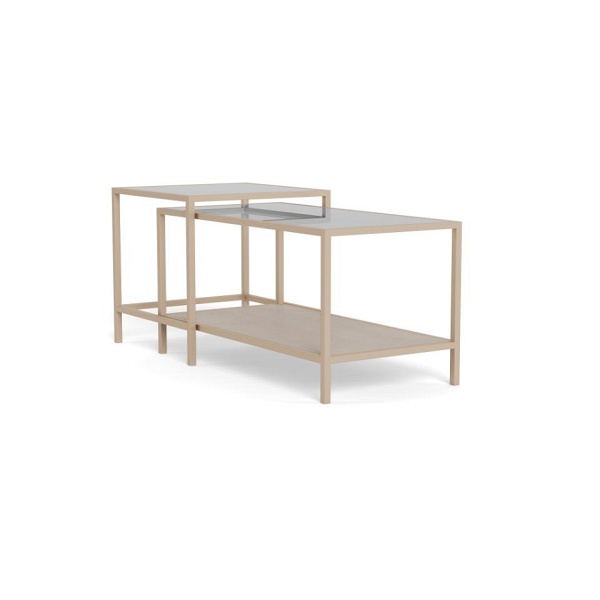 Seaford zestaw 2 stolików kawowych kwadratowych loft beżowy do salonu ( Rozmiar: uniwersalny )