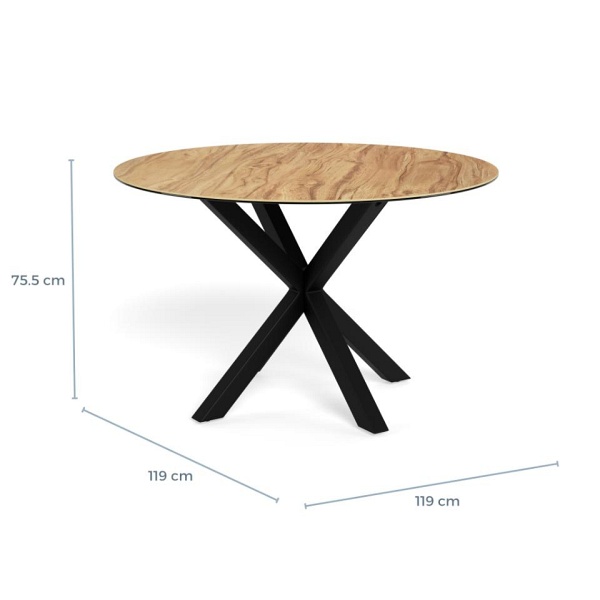 Stół okrągły Heaven 119 cm do jadalni nowoczesny dąb dziki/czarny ( Rozmiar: uniwersalny )