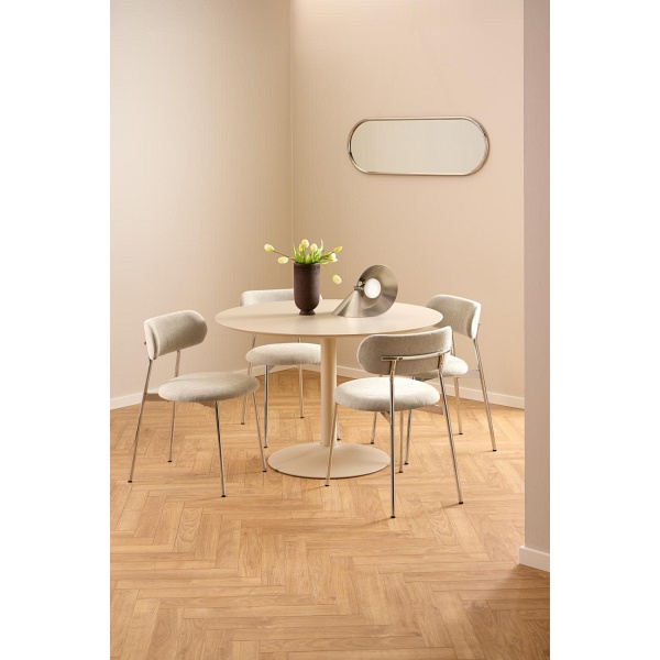 Krzesło Lyric beżowe tapicerowane do jadalni na chromowanych nogach ( Rozmiar: uniwersalny )