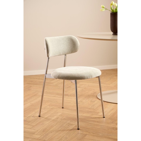 Krzesło Lyric beżowe tapicerowane do jadalni na chromowanych nogach ( Rozmiar: uniwersalny )